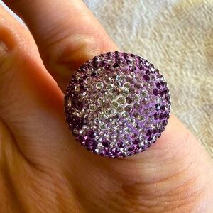 Sparkly amethyst color pave sterling statement ring